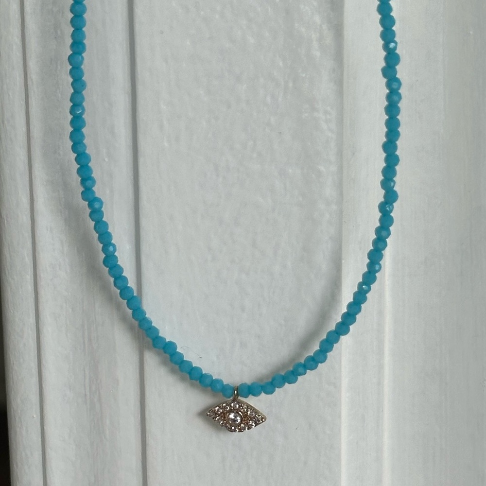 Turquoise Beaded Evil Eye Choker